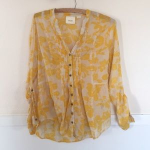 Maeve Yellow Floral Blouse, Sz 8